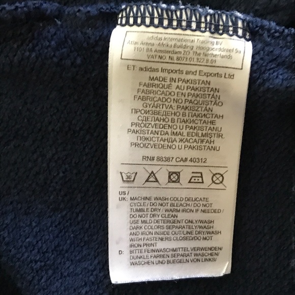 Adidas Dark Blue ‘Trefoil’ Pullover Hoodie - Picture 6 of 9